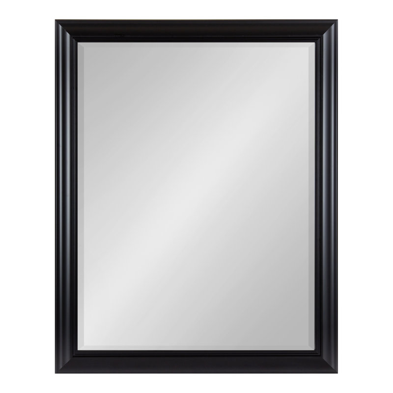 Traditional Beveled Bathroom Mirror, 36" x 26", Black