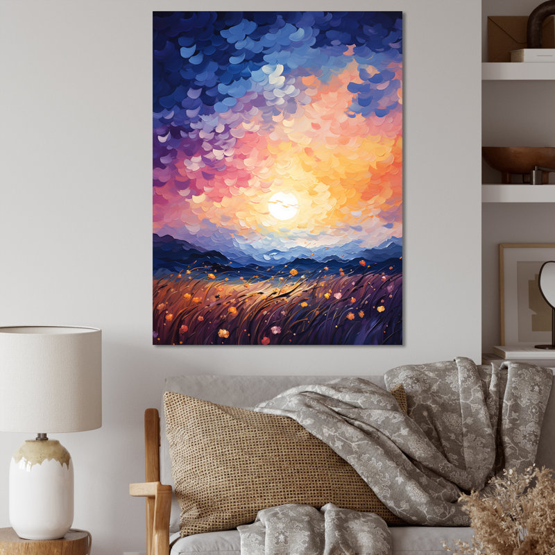 Abstraction lyrique jaune orange, coucher de soleil lyrique I - impression, H 20 po x l 12 po x P 1 po, Toile tendue