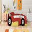 Lit plateforme simple en forme de voiture de course avec roues, rouge-1809989957