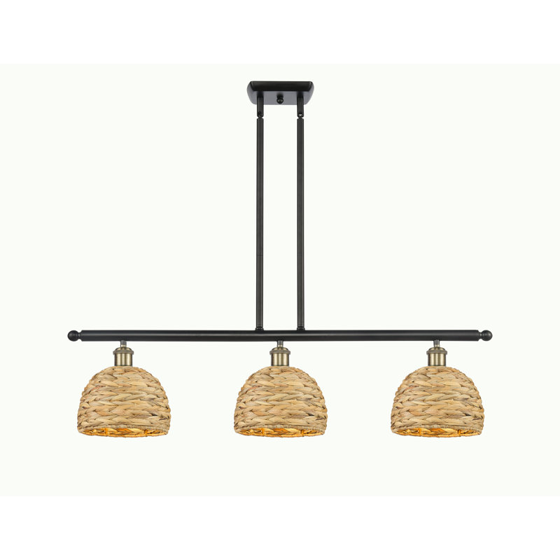 Luminaire suspendu pour îlot de jardin 12 po 3 lumières Tsang, H 45,25 po x l 36 po x P 36 po, Laiton antique noir