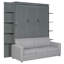 Lit escamotable gris moderne et peu encombrant avec canapé confortable