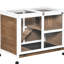 Lapin brun avec roulettes, bureau et table d'appoint, imperméable à l'eau, à bride en bois,