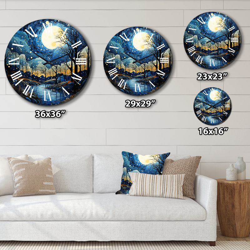 Horloge murale pointillisme bleu ciel céleste, Moyenne