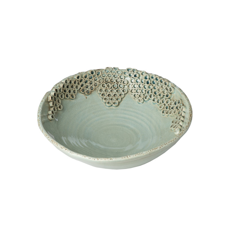 Cerchio 17" Celadon and White Ceramic Decorative Bowl