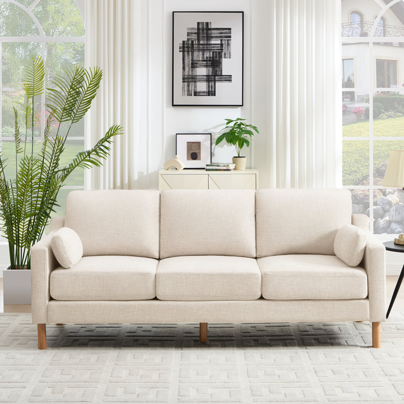 Lagoa 84'' Square Arm Upholstered Standard Sofa, Cream Linen