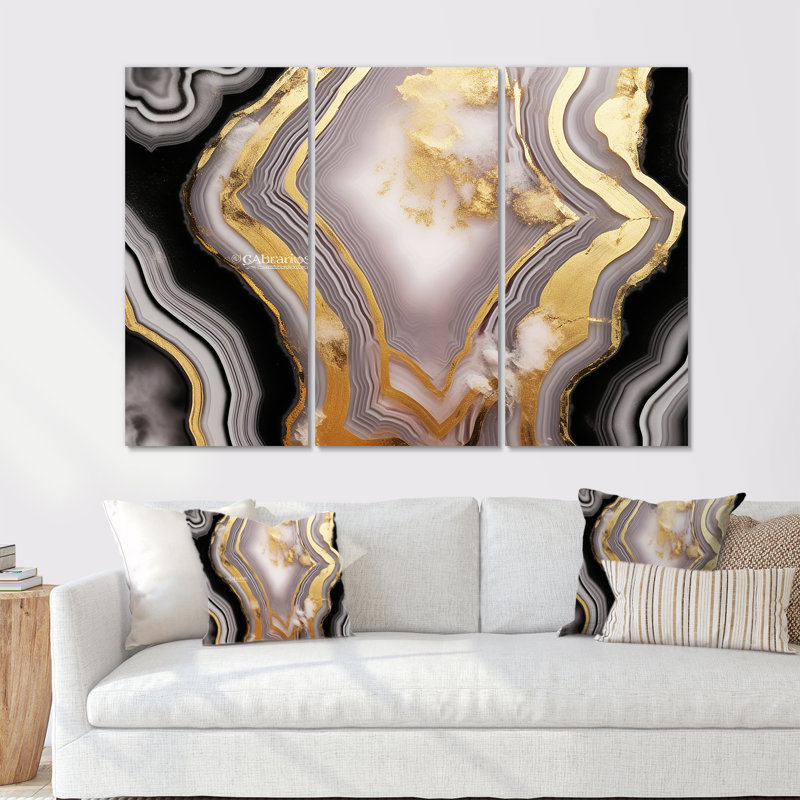 Ensemble de salon Marshburn - Marble Wall Art, Toile tendue, H 40 po x l 60 po x P 1 po