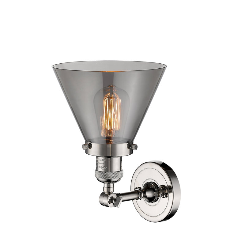 Milazzo Glass Semi Flush Mount, Polished Nickel, Smoked, 13.5" H x 7.75" W x 7.75" D
