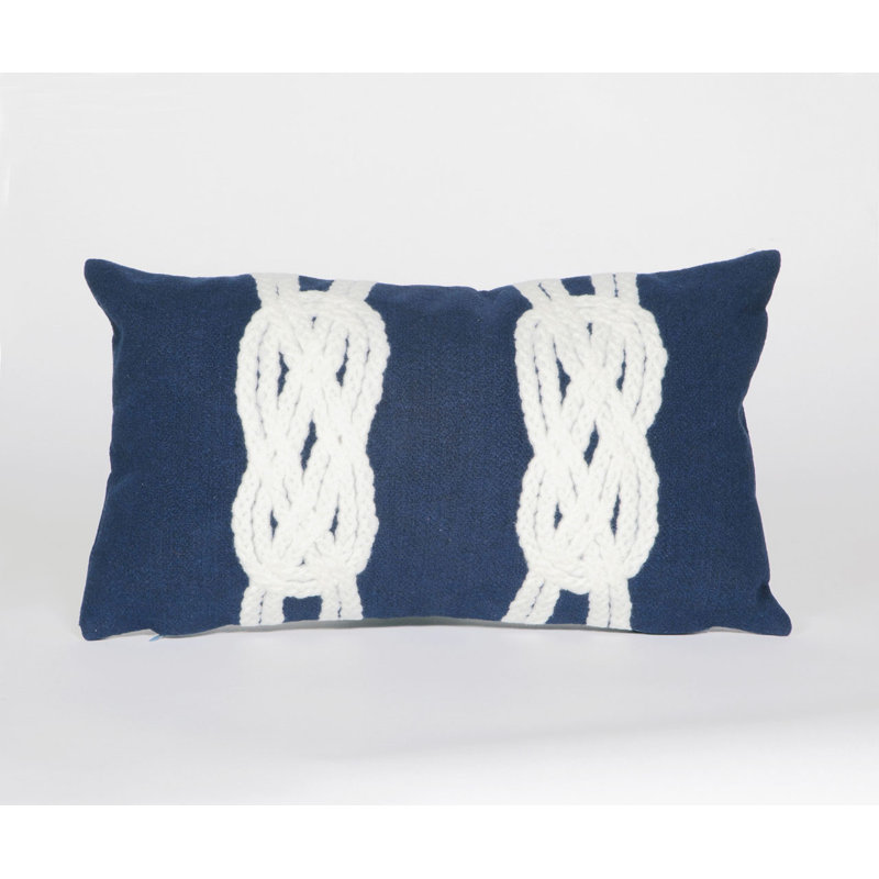 Vision II Embroidered Outdoor Throw Pillow, Navy