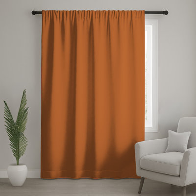 Solid Orange Color Window Curtains, Orange Sheer & Blockout Curtains - 1 Panel