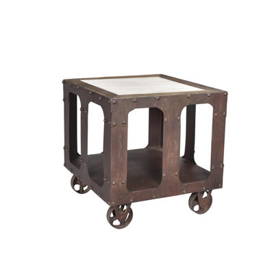 Table de bout en bois et en fer Lakela, 24 x 24 x 24