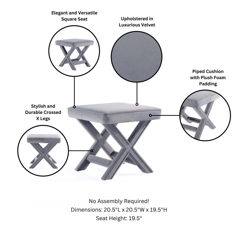 Faulkwoods Velvet Ottoman, Gray