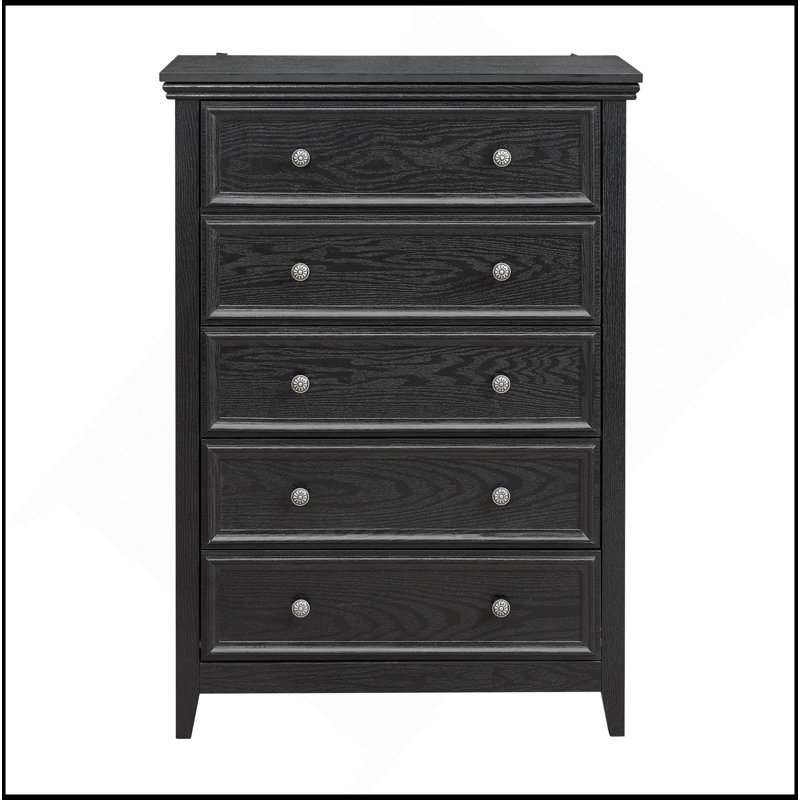 Commode polyvalente à 5 tiroirs pour un espace de vie organisé, Noir