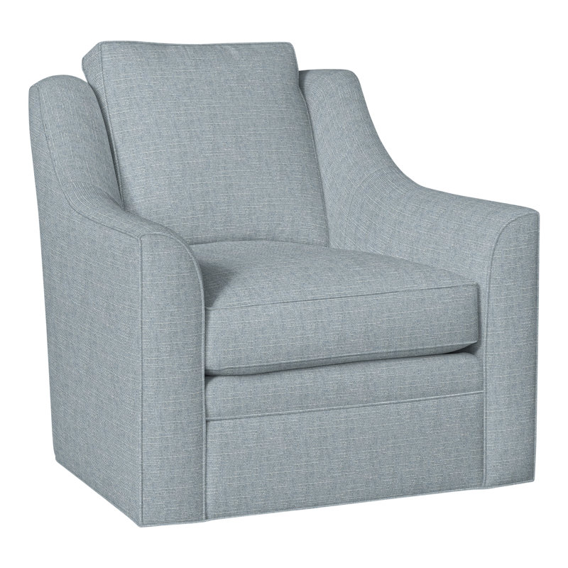 American Bungalow Nicholas Barrel Back Swivel Chair, Perigold Sumptuous Chenille II Sky 