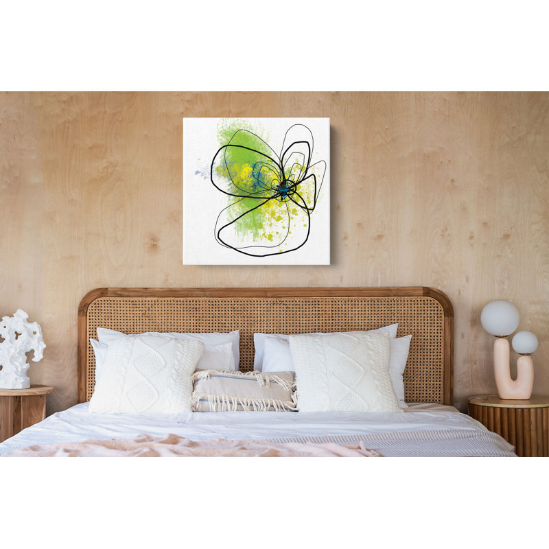 «Citron Petals» par Jan Weiss, reproduction d'art sur toile Green Floral Abstract, H 24 po x l 24 po