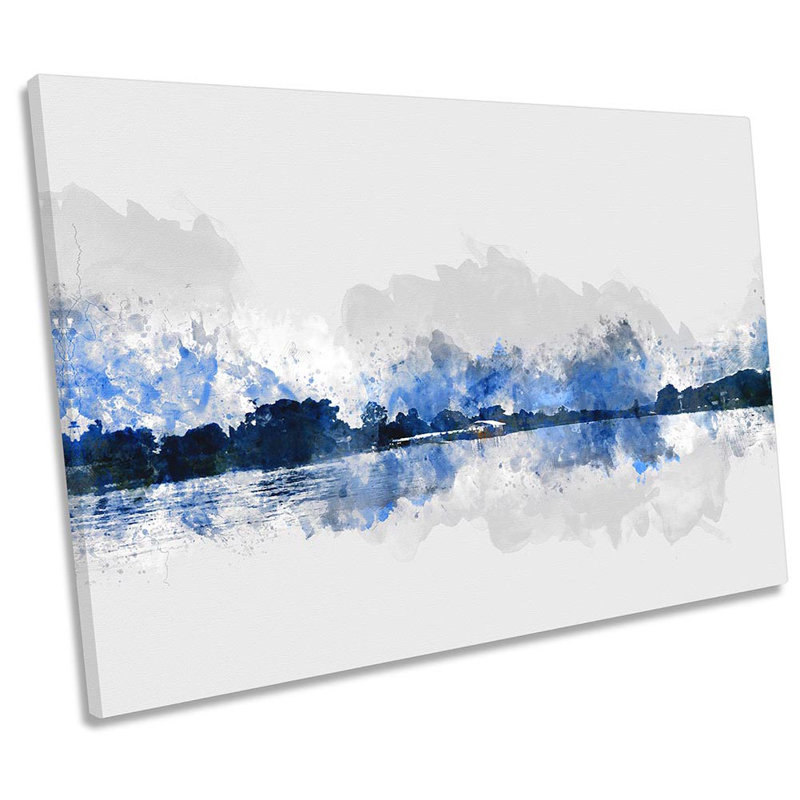 Blue Landscape Minimalist - Wrapped Canvas Print, 30.5cm H x 45.7cm W x 2cm D