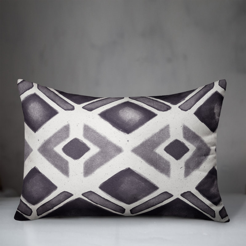 Geometric Outdoor Reversible Throw Pillow, Navy