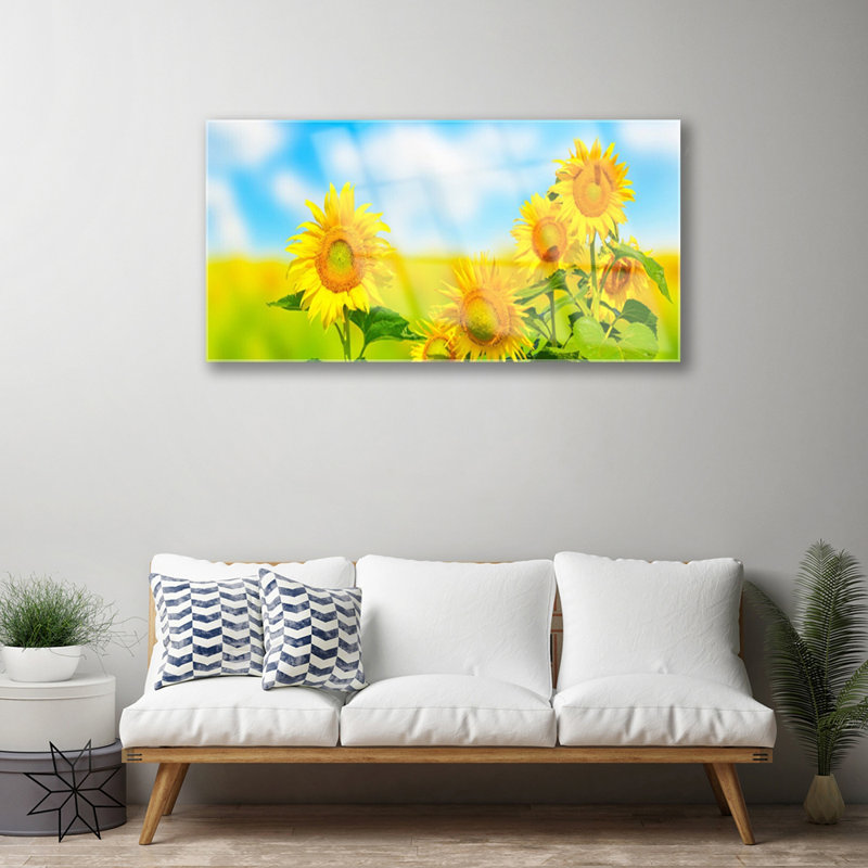 Floral Sunflowers - Unframed Photograph on Glass