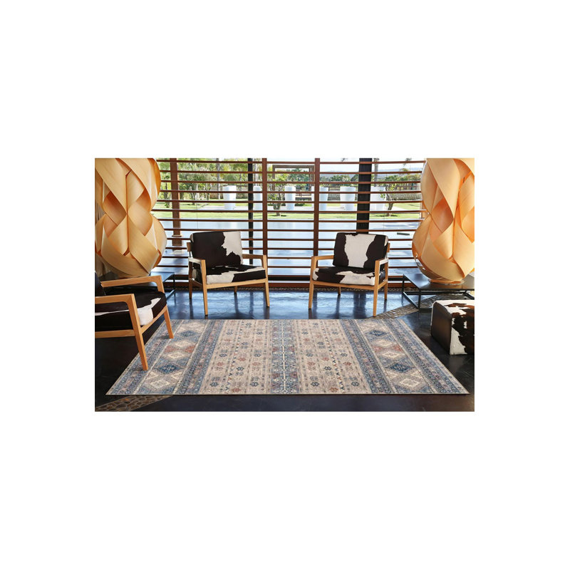 Machine Washable Diamond Pattern Geometric Colorful Patterned Decorative Rug