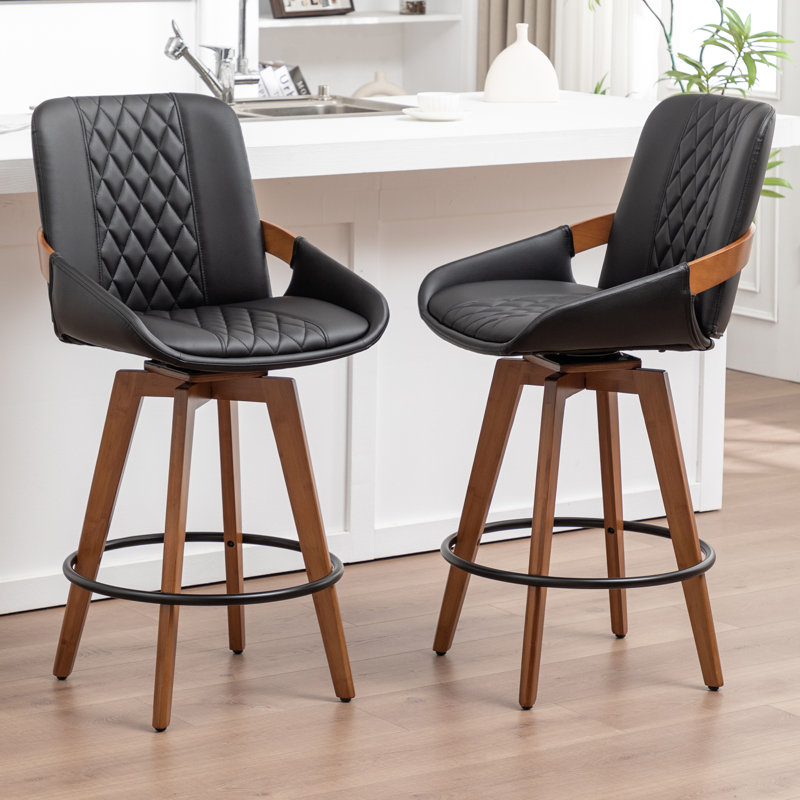 Modern Swivel Bar Stool, Black, Bar Stool (77.1cm Seat Height)