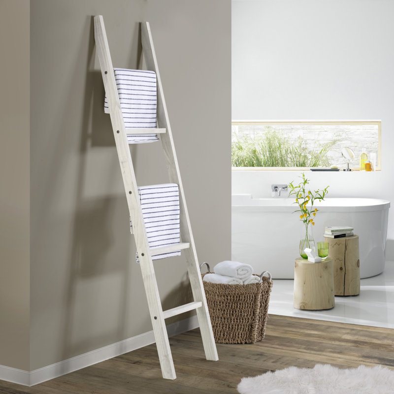 Échelle de couverture en bois 6,4 pi,  Blanc vieilli