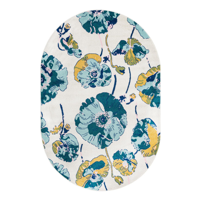 Bloom Floral Indoor Rug, Oval 6' x 9'