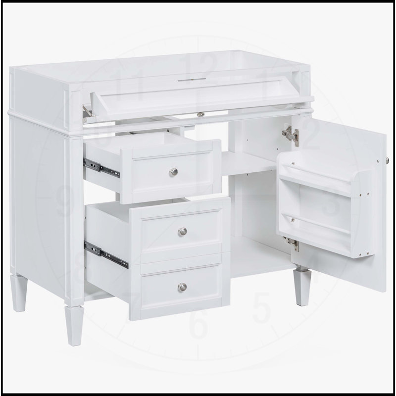Meuble-lavabo 36 po sans lavabo supérieur, Argent argent, Blanc