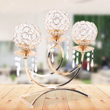 Crystal Three-head Candlestick Candelabra Holiday Decorations For Weddings and Banquets
