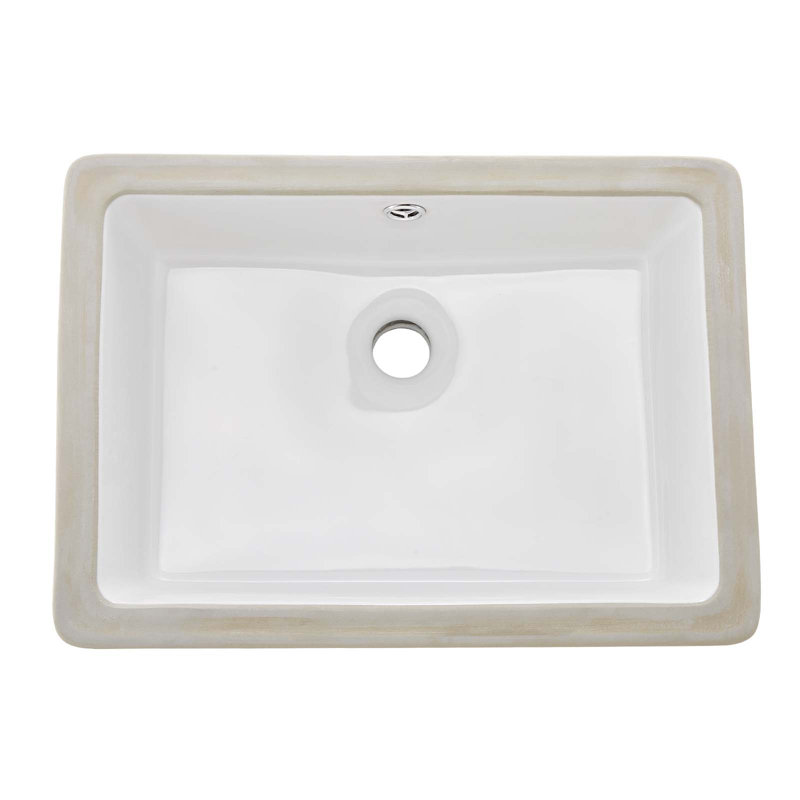 Undermount Bathroom Sink, 18.5 x 13.19 Inch Rectangular White Ceramic Vessel Sink with Overflow Hole, Under Counter Drop in Modern Lavatory Vanity Bath Wash Bowl Basin, Rectangle Small Space