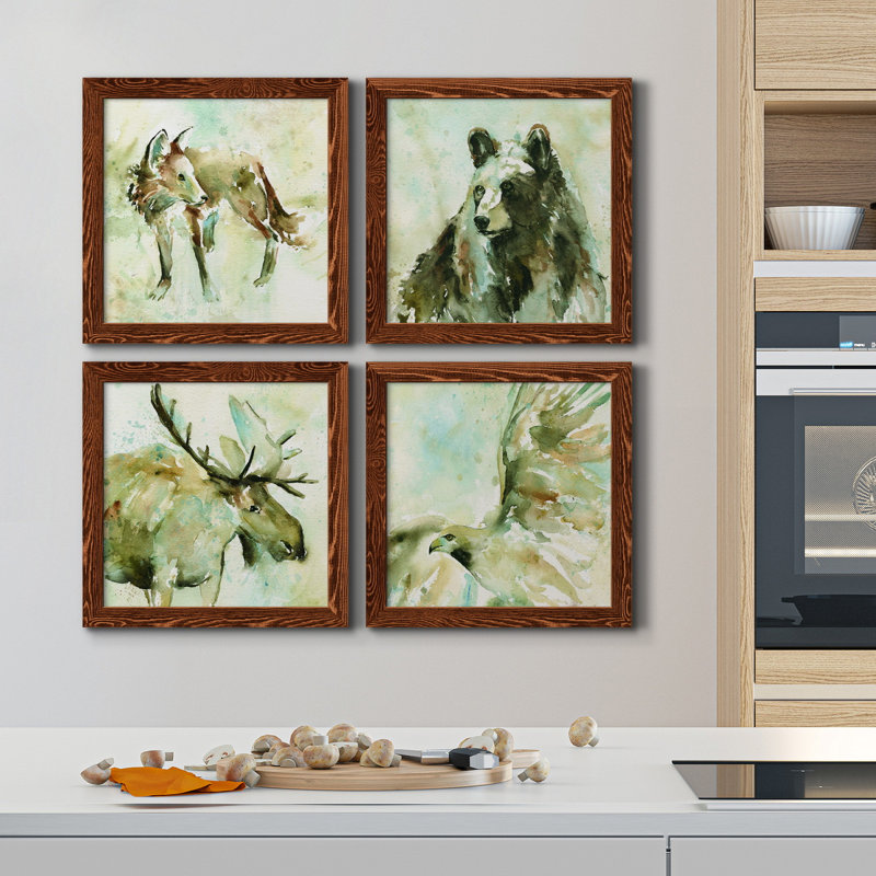 On Second Thought - Ensemble de 4 peintures sur toiles encadrées, H 27,5 po x l 110 po x P 1,5 po, Toile d'érable encadrée