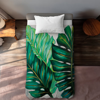 Three Big Exotic Plant Leaves Duvet Cover | Home Decor