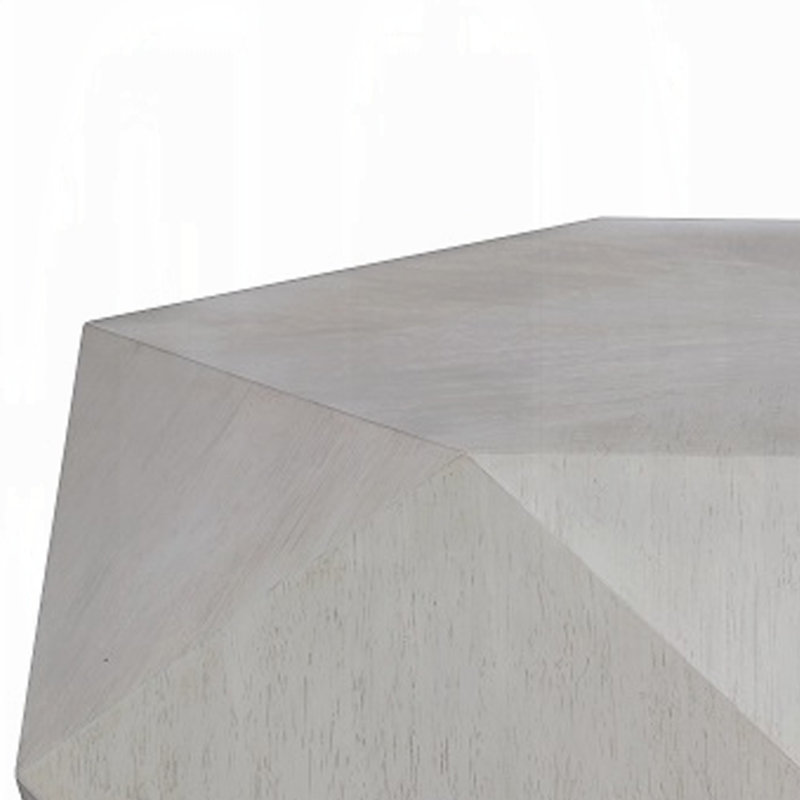 Table basse Hano, bois d'hévéa blanc, base géométrique 50 po