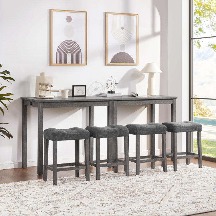 41.5" Wide 6-Piece Modern Counter Height Pub Table Set With USB Port Backless Stools