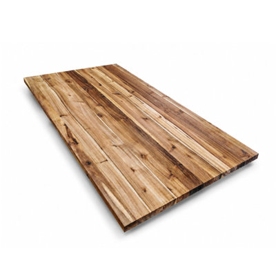 Îlot de cuisine en acacia massif de 1,83 m (183 cm x 99 cm x 3,8 cm), plateau en bois massif sans joints à entures multiples