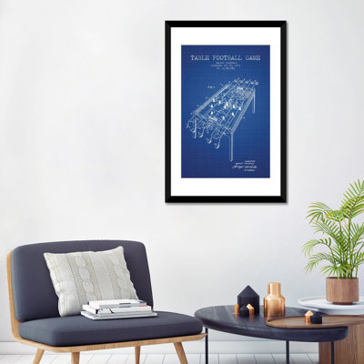 " Nerino Crismani Table Football Game Patent Sketch (Blue Grid) " by Aged Pixel