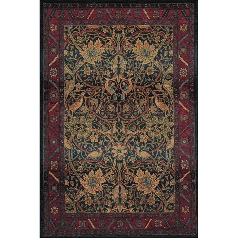 Tapis décoratif lavable à la machine Beige Traditional Ivy, Rectangle 5 pi 1 po x 7 pi 7 po