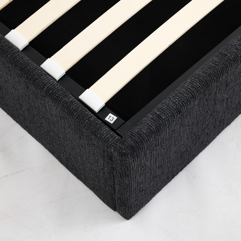 Lit plateforme tapissier avec rangement Wauson, Grand, Black
