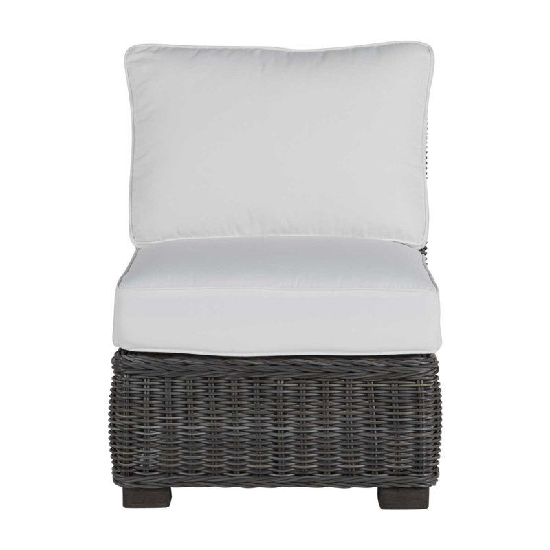 Rustic Woven Sectional Slipper Chair, Slate Gray, Welt, Linen Navy