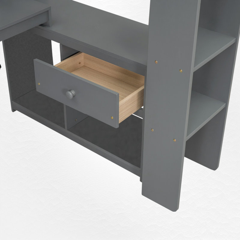 Loft Bed With Built-In Desk And Charging Station, Twin