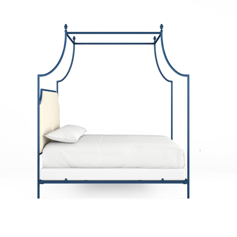 337 Flying Arch Canopy Bed | Complete Canopy, King, Navy Blue/Beige