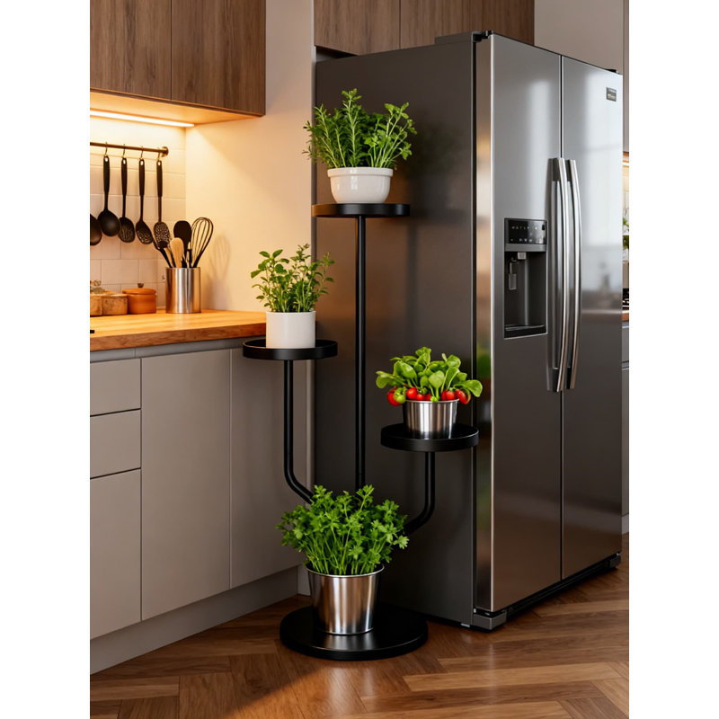 Support à plante à 3 niveaux en métal pour l'intérieur et l'extérieur