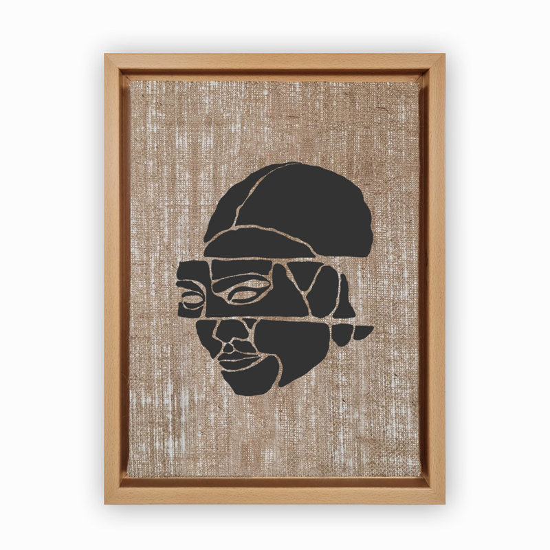 Peinture décorative sur toile, H 26 po x l 18,1 po, Noir, Bois
