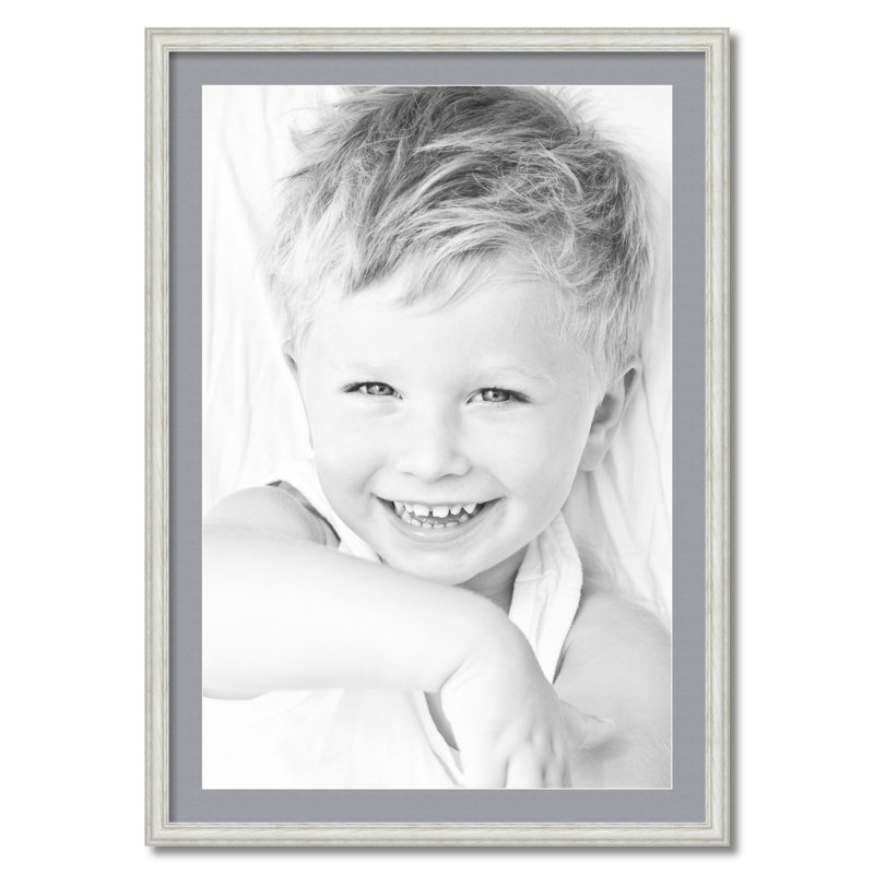Wood Matte Picture Frame with Mat, Silver