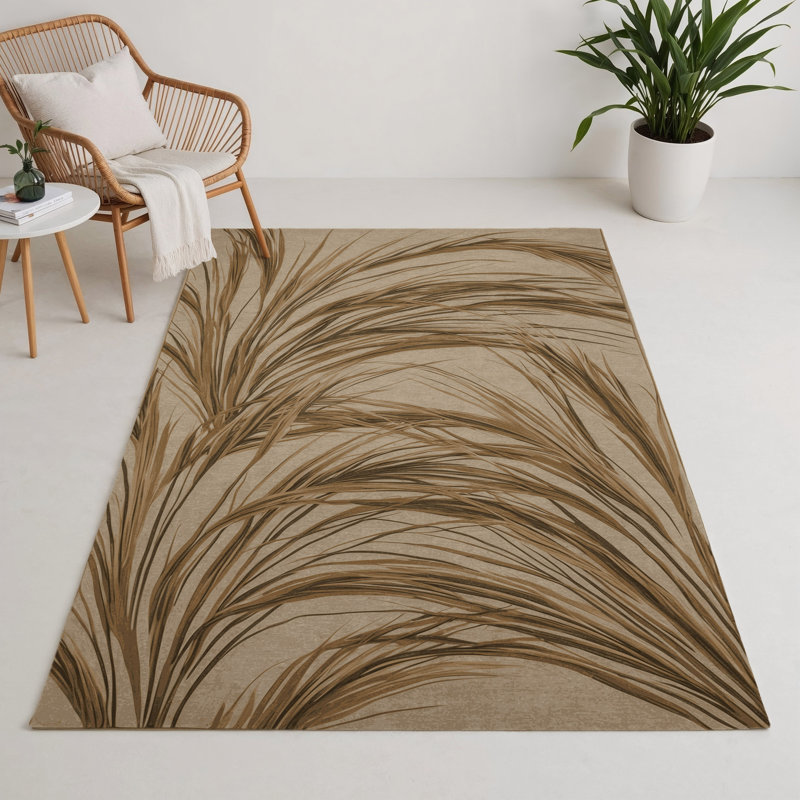 Botanical Brown Indoor and Outdoor Area Rug, Rectangle 5' x 7'