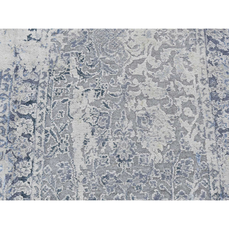 Tapis de couloir gris en soie pure noué à la main 2 pi 5 po x 10 pi D7B232BA686848E5AB9DE2B7618E3E2C