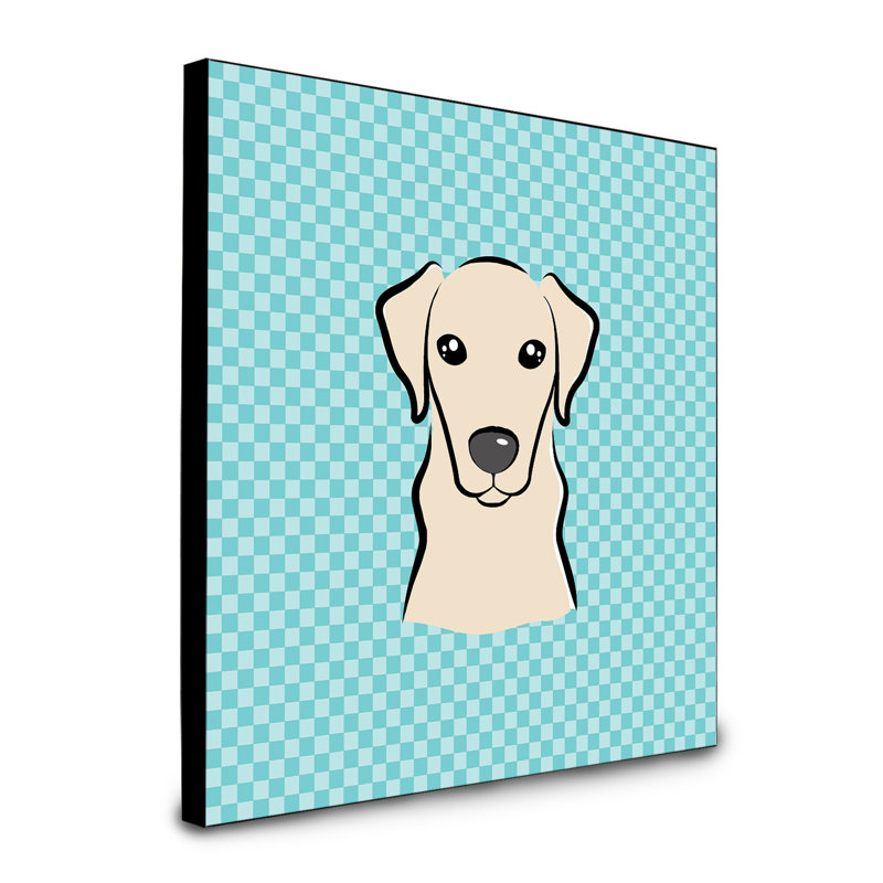 Panneau mural d’art Dungorbery, bleu, Labrador beige
