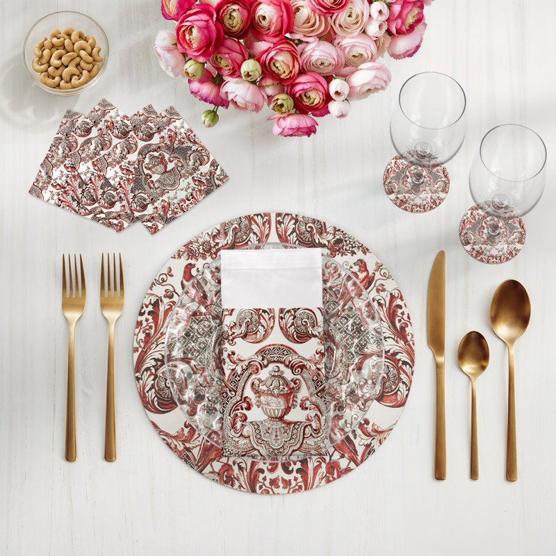 Sous-verres ronds en cuir Royal Vegan de Royal William et Mary, Rouge
