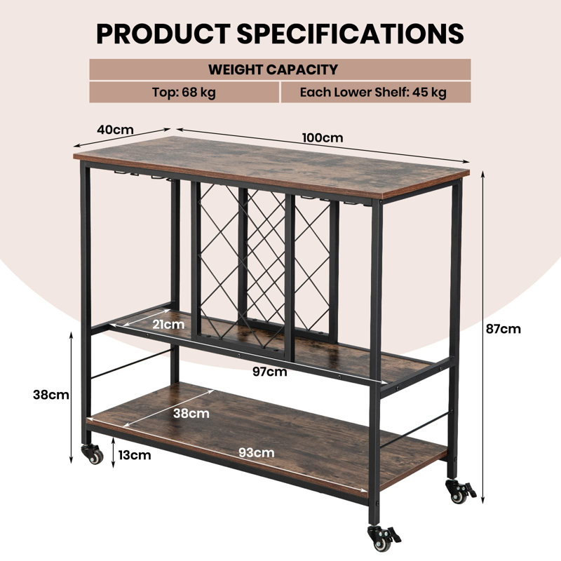 Edgilyn Steel Bar Cart