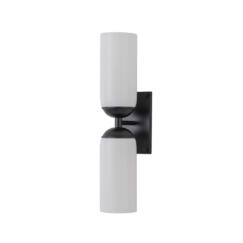 Double Glass Dimmable Armed Sconce, Matte Black