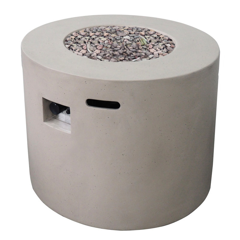 Foyer 40 000 - rond 31 po, béton léger, gris, parfait pour les rassemblements dans la cour, sans assemblage rond, pour une cour captivante,