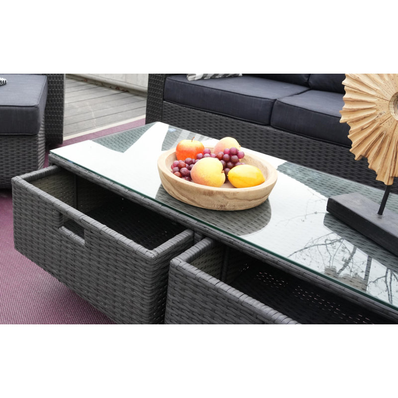 Ovellette Wicker/Rattan Coffee Table, Black
